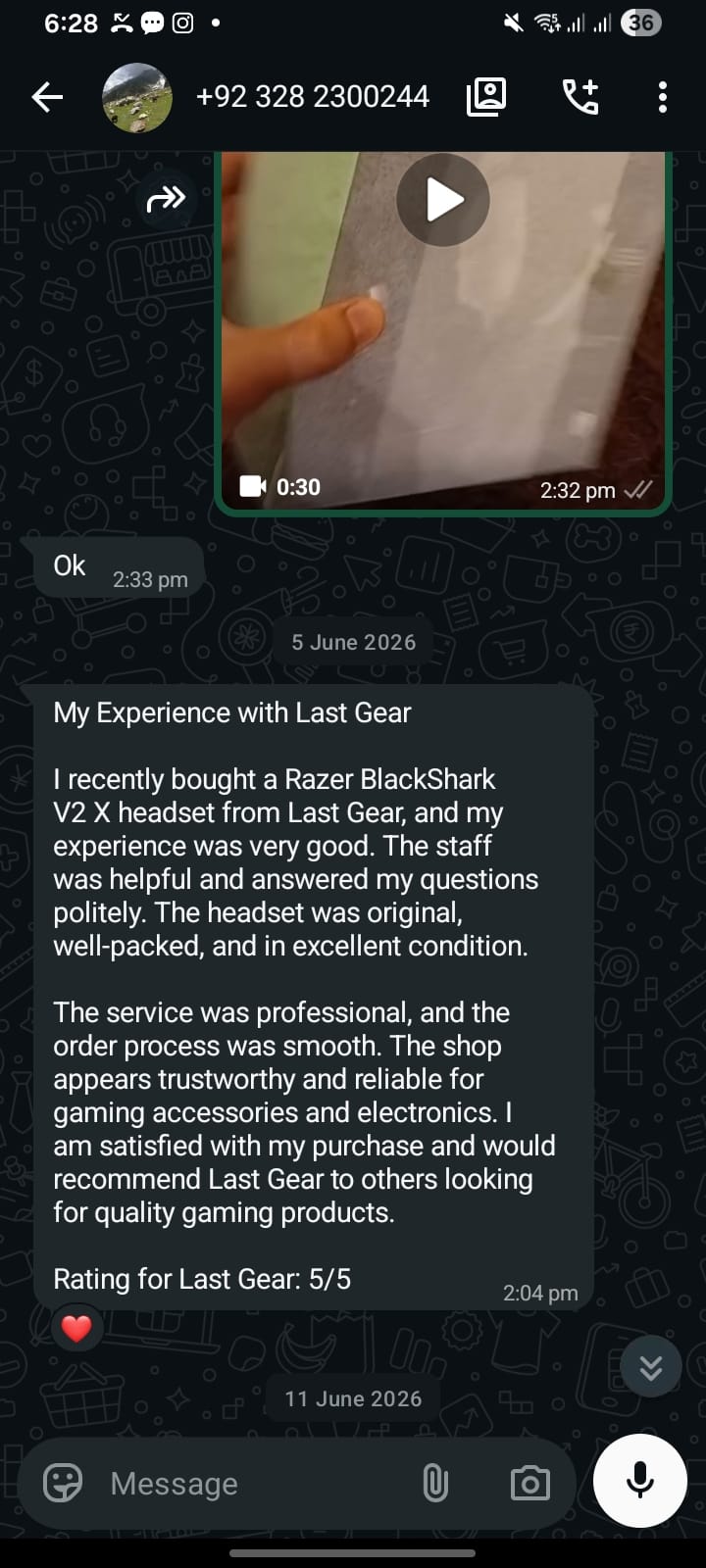 Customer review screenshot